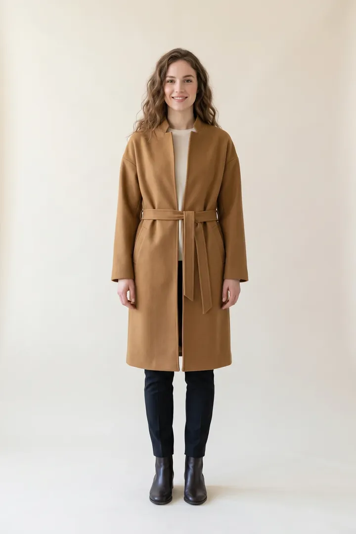Belted wool statement coat